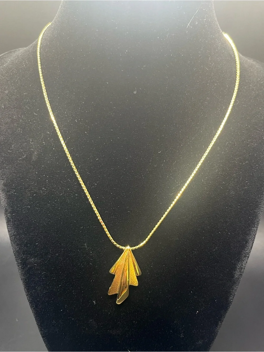 Vintage Monet Gold Tone Geometric Pendant Necklace Signed